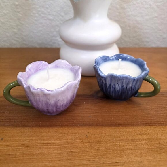 Set of 2 Market Square Miniature Tulip Cups with Light Floral Scented Candles - Picture 1 of 3